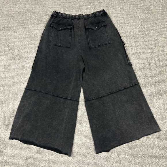 Three Bird Nest Game On Cargo Pants Womens XL Gray Cotton French Terry Wide Leg - Picture 6 of 7